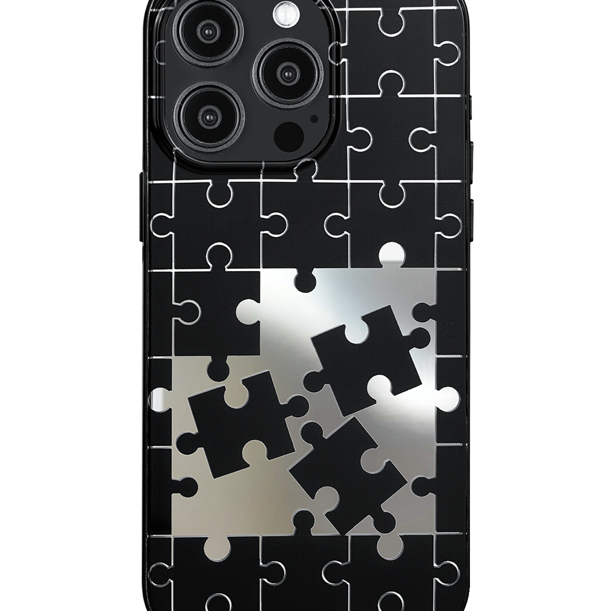 Black Puzzle Mirror iPhone Case
