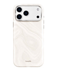 Ivory swirl leather MagSafe iPhone case, back view