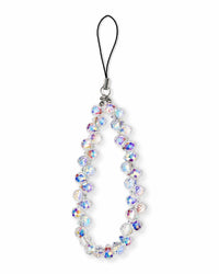 Iridescent teardrop phone charm with glossy beads