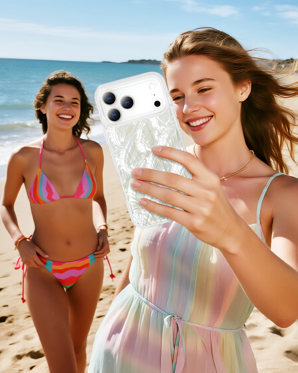 Stylish Mother Of Pearl Phone Case Highlighting Subtle Glow