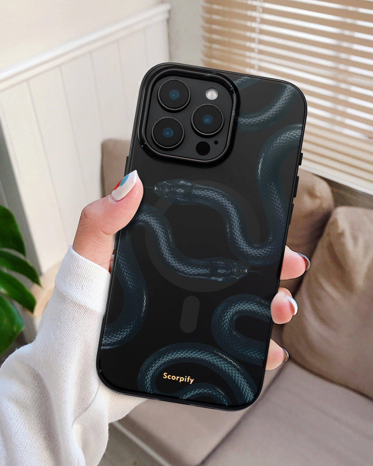 Shadow Black Snake Magnetic iPhone Case