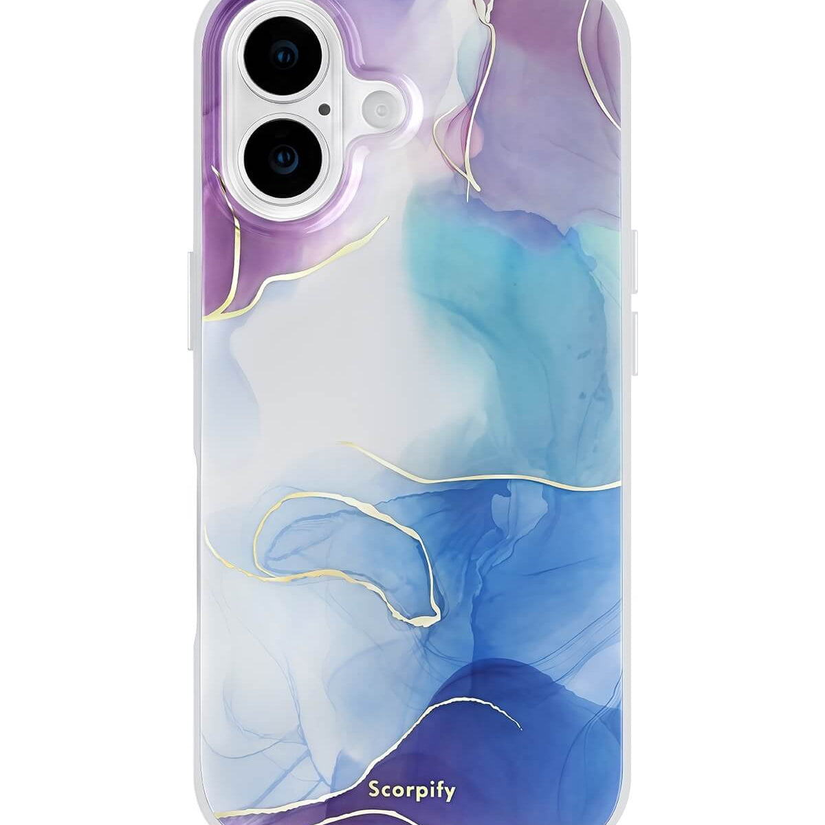 Blue marble iPhone 17 case with gold foil detail