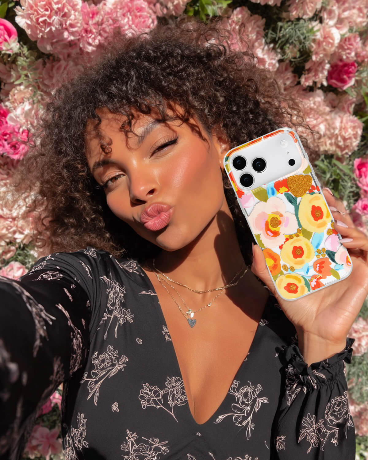 Transparent floral iPhone cover with delicate flowers