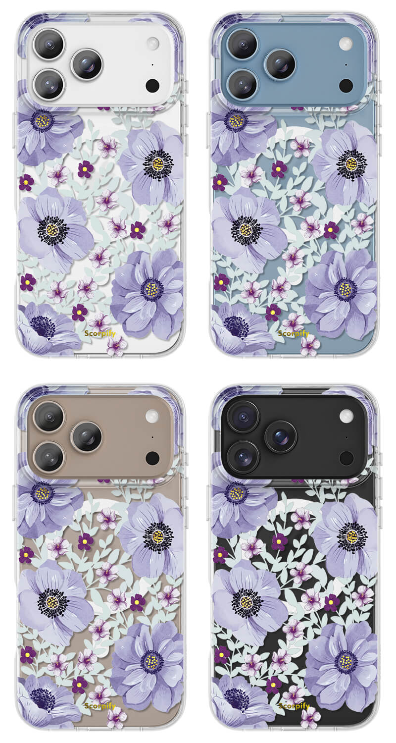 Protective iPhone cover floral with purple flower accents