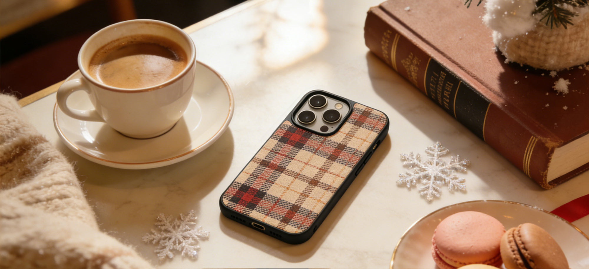 winter phone case with warm accents