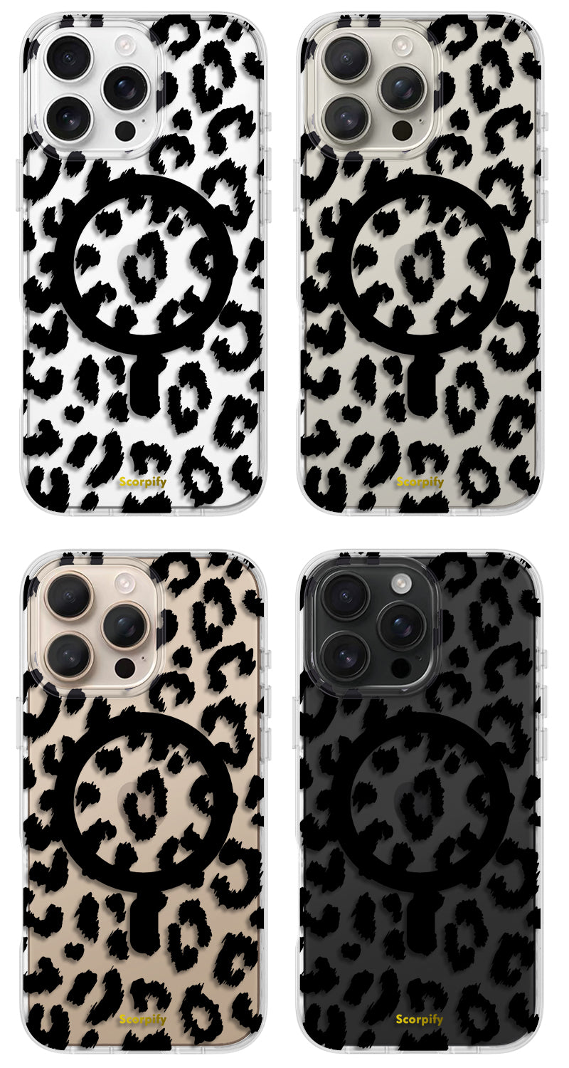 Black Transparent Leopard Magnetic iPhone Case