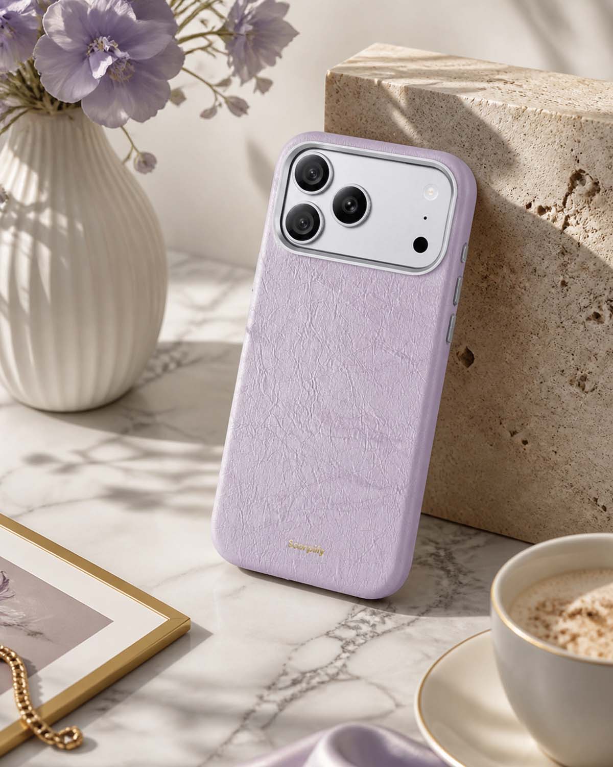 Lavender Crinkle Lumina Leather MagSafe iPhone Case