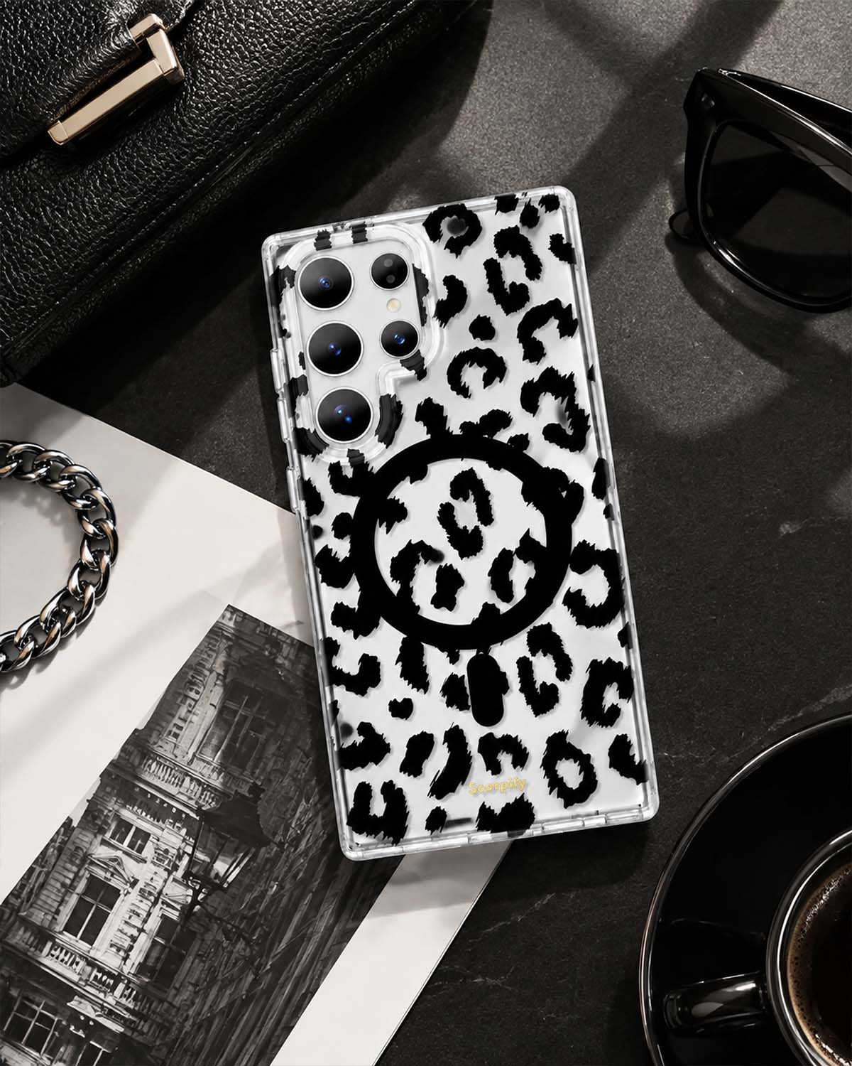 Black Transparent Leopard MagSafe Samsung Galaxy Case