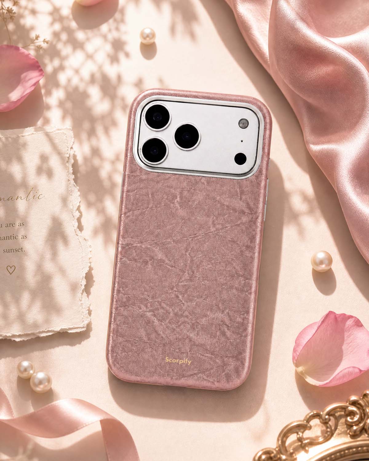 Rose Crinkle Lumina Leather MagSafe iPhone Case