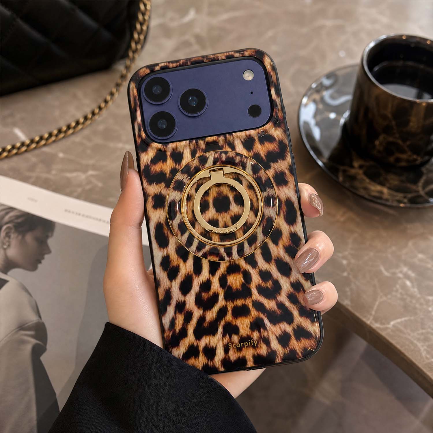 Leopard Fur Print MagSafe Ring Holder