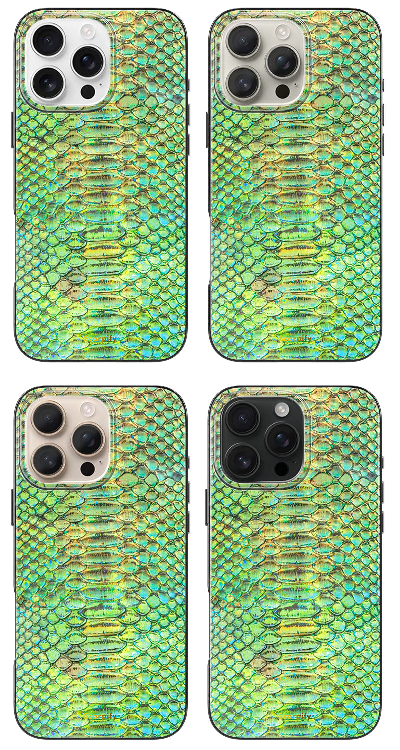 Emerald Snake Print Magnetic iPhone Case