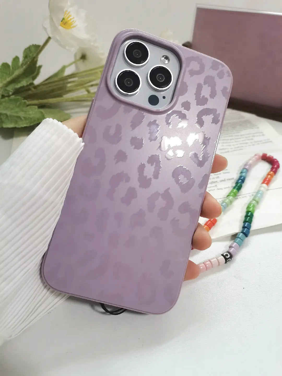 Lavender Leopard Magnetic iPhone Case
