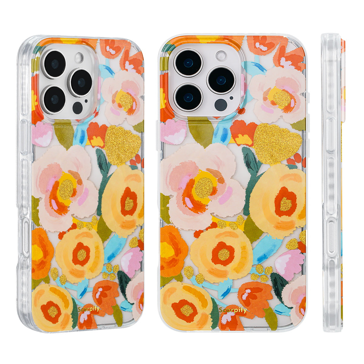 Protective Floral Gold Phone Case With Magsafe Feature