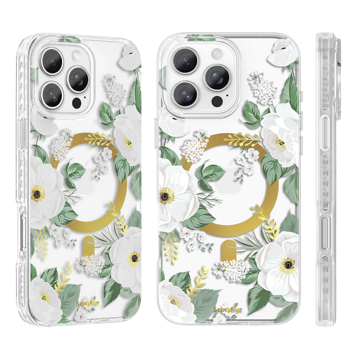 White Floral MagSafe Phone Covers - Scorpify