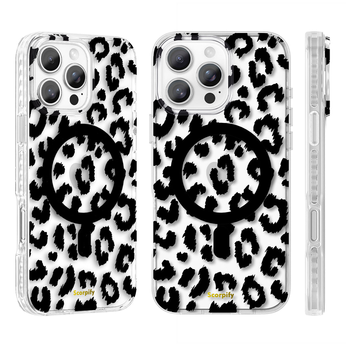 Black Transparent Leopard Magnetic iPhone Case