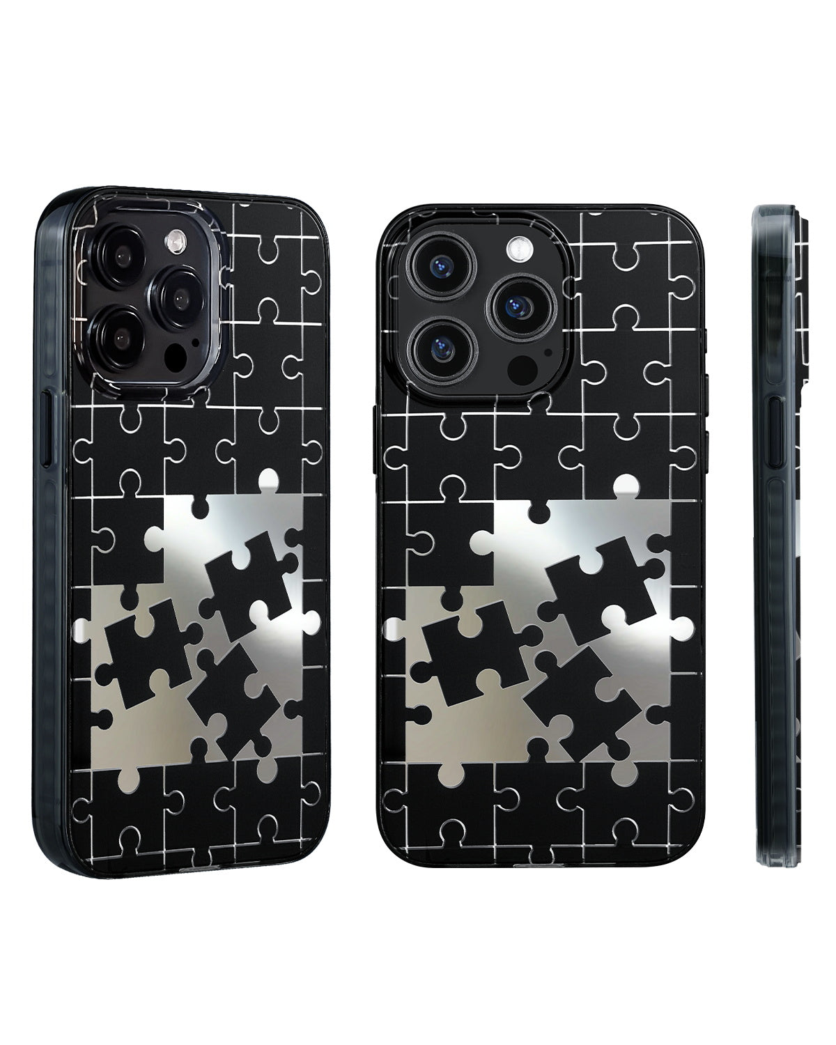 Black Puzzle Mirror iPhone Case