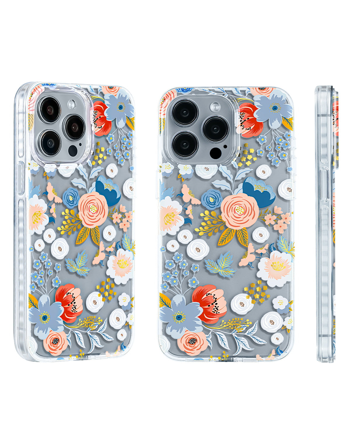 Floral iPhone Case With Blue Garden Party Theme Texture