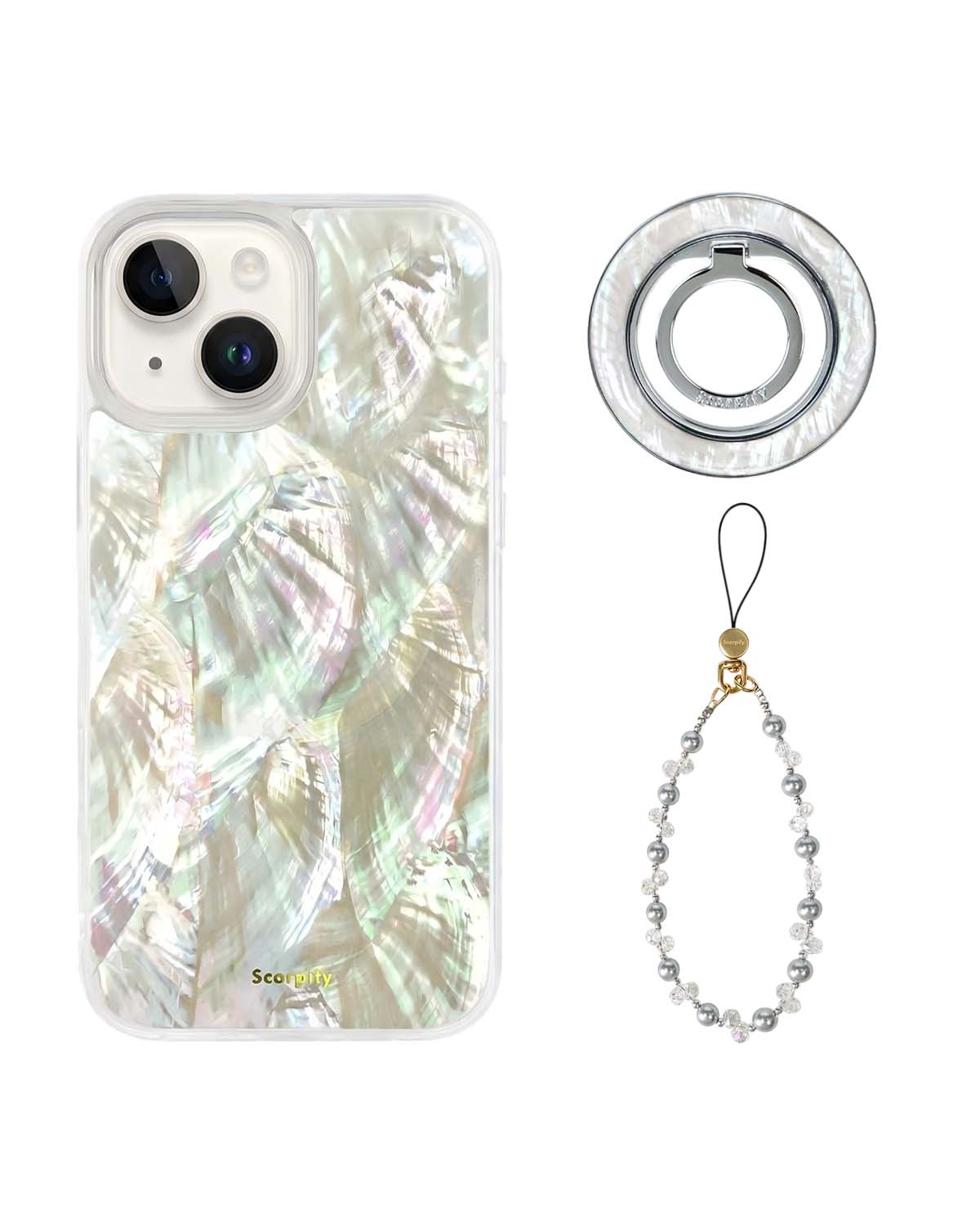 The Natural Mother of Pearl Edit — iPhone Case + Ring + Charm