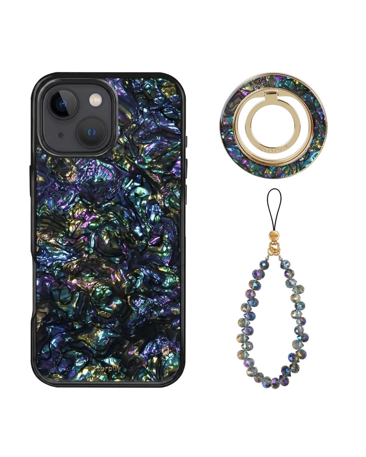 The Gleam Mystic Abalone Edit — iPhone Case + Ring + Charm