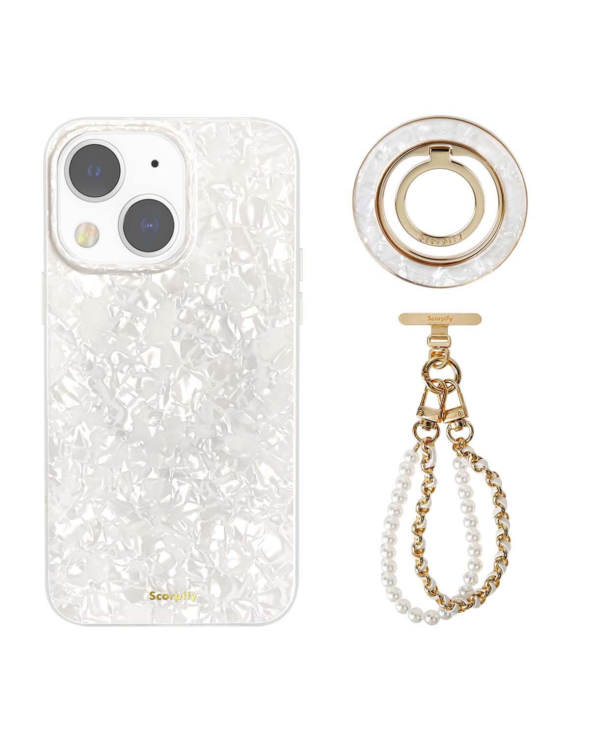 The White Pearl Edit — iPhone Case + Ring + Charm