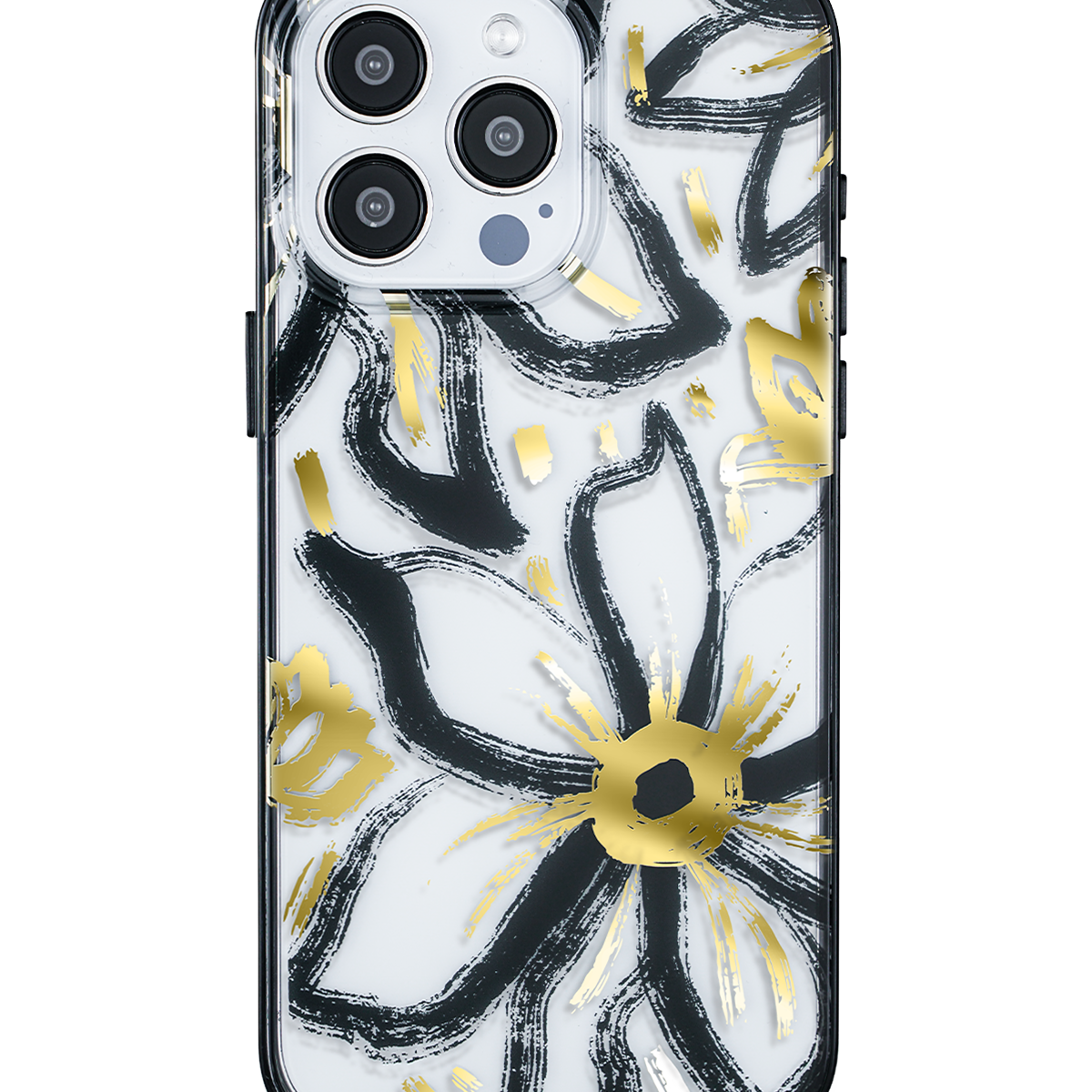 Black floral iPhone case for iPhone 15 Pro