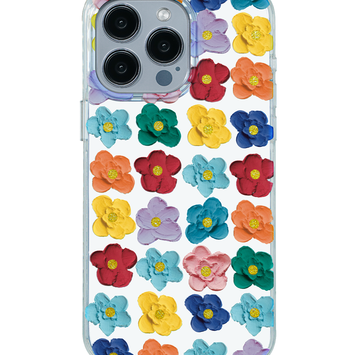 Floral iPhone case with built-in pocket mirror
