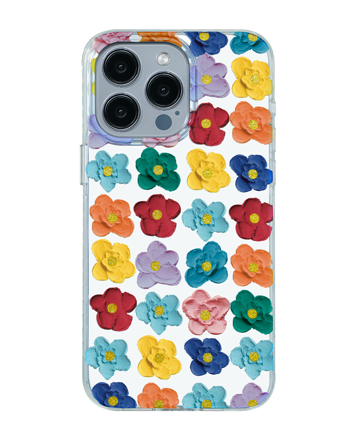 Floral iPhone case with built-in pocket mirror