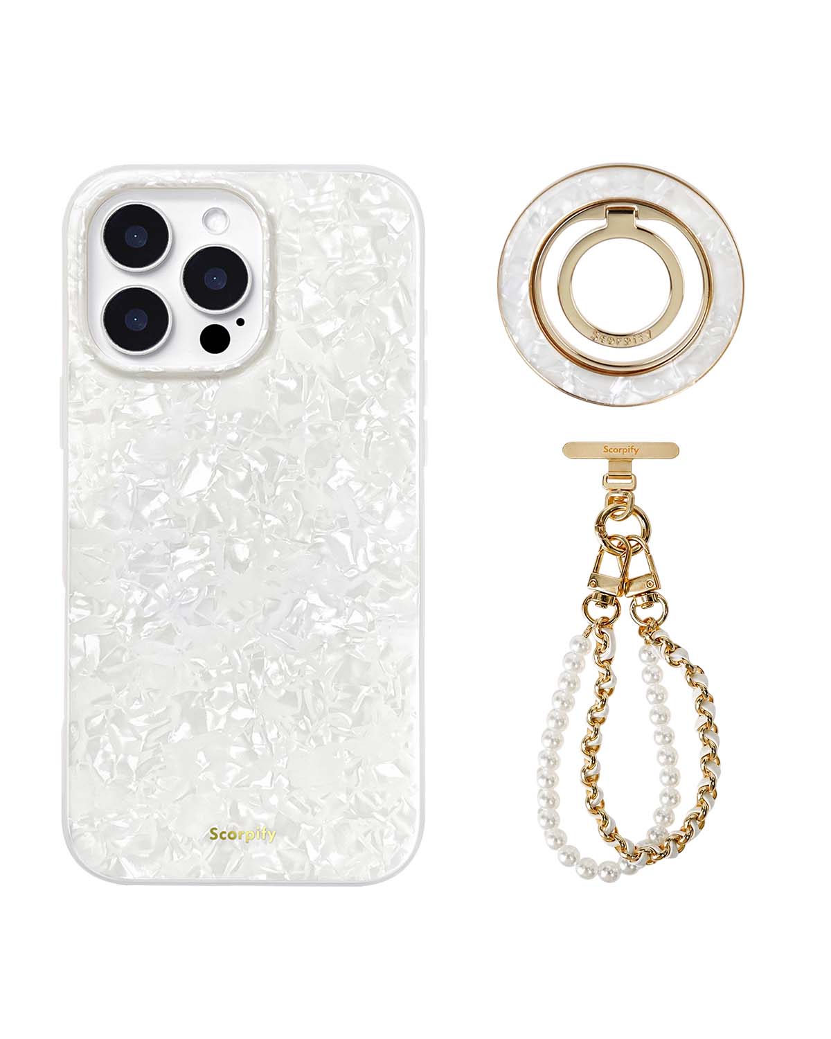 The White Pearl Edit — iPhone Case + Ring + Charm