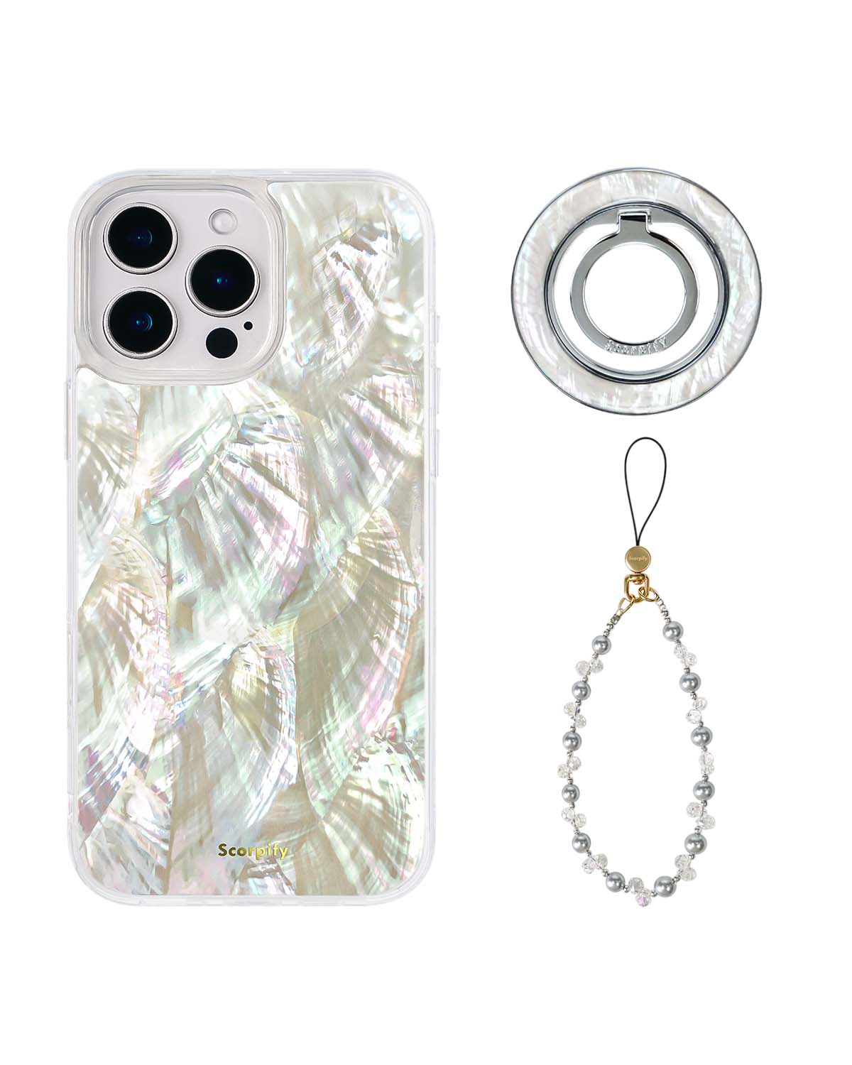The Natural Mother of Pearl Edit — iPhone Case + Ring + Charm