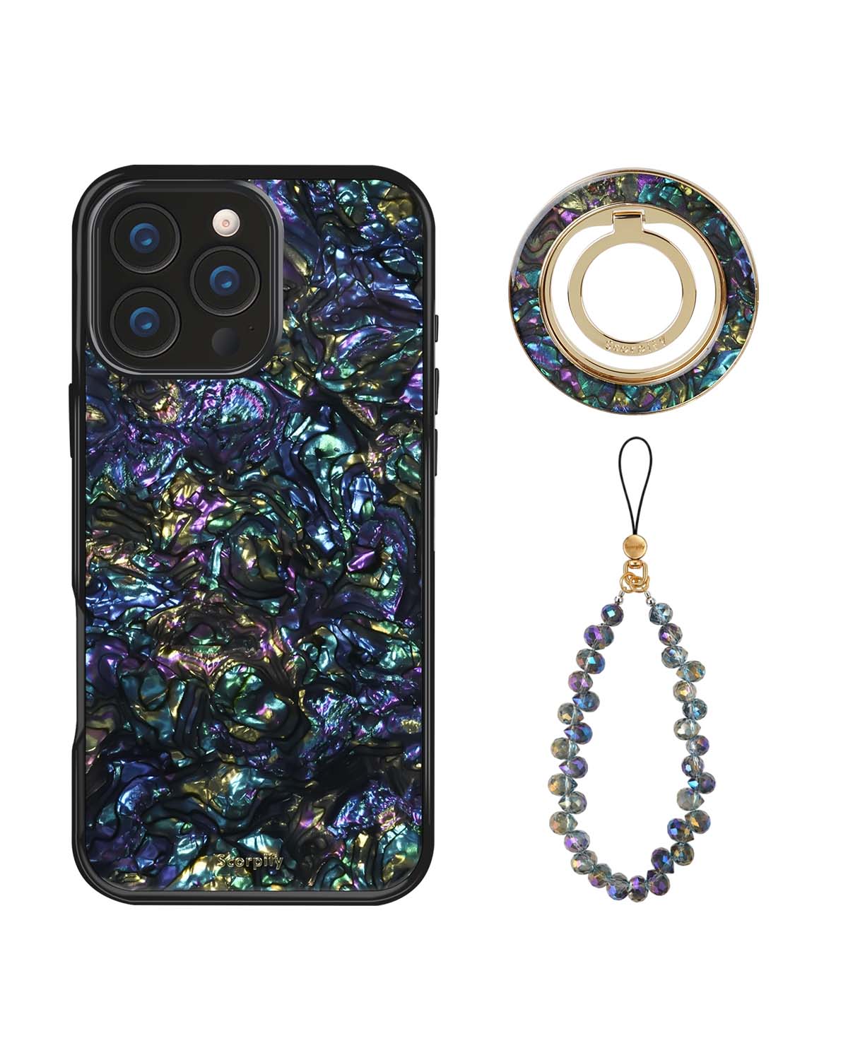 The Gleam Mystic Abalone Edit — iPhone Case + Ring + Charm