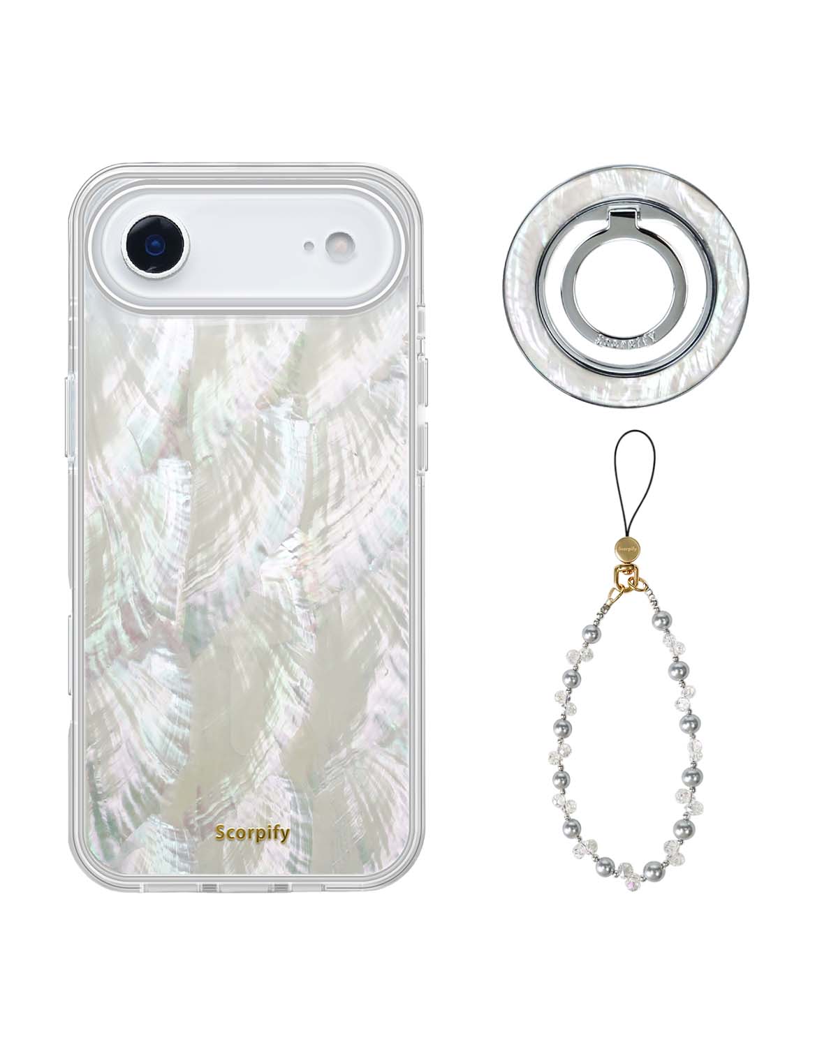 The Natural Mother of Pearl Edit — iPhone Case + Ring + Charm