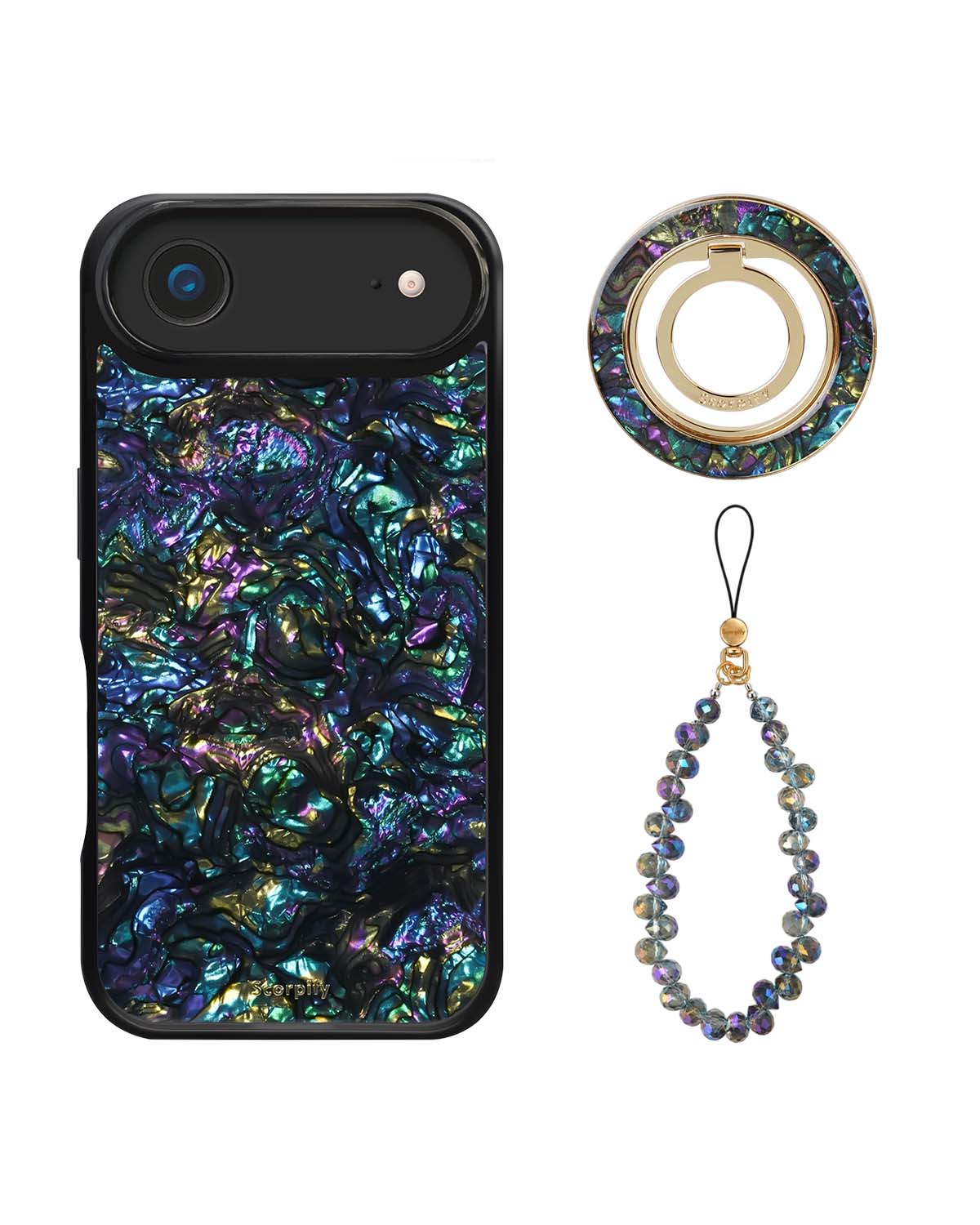The Gleam Mystic Abalone Edit — iPhone Case + Ring + Charm