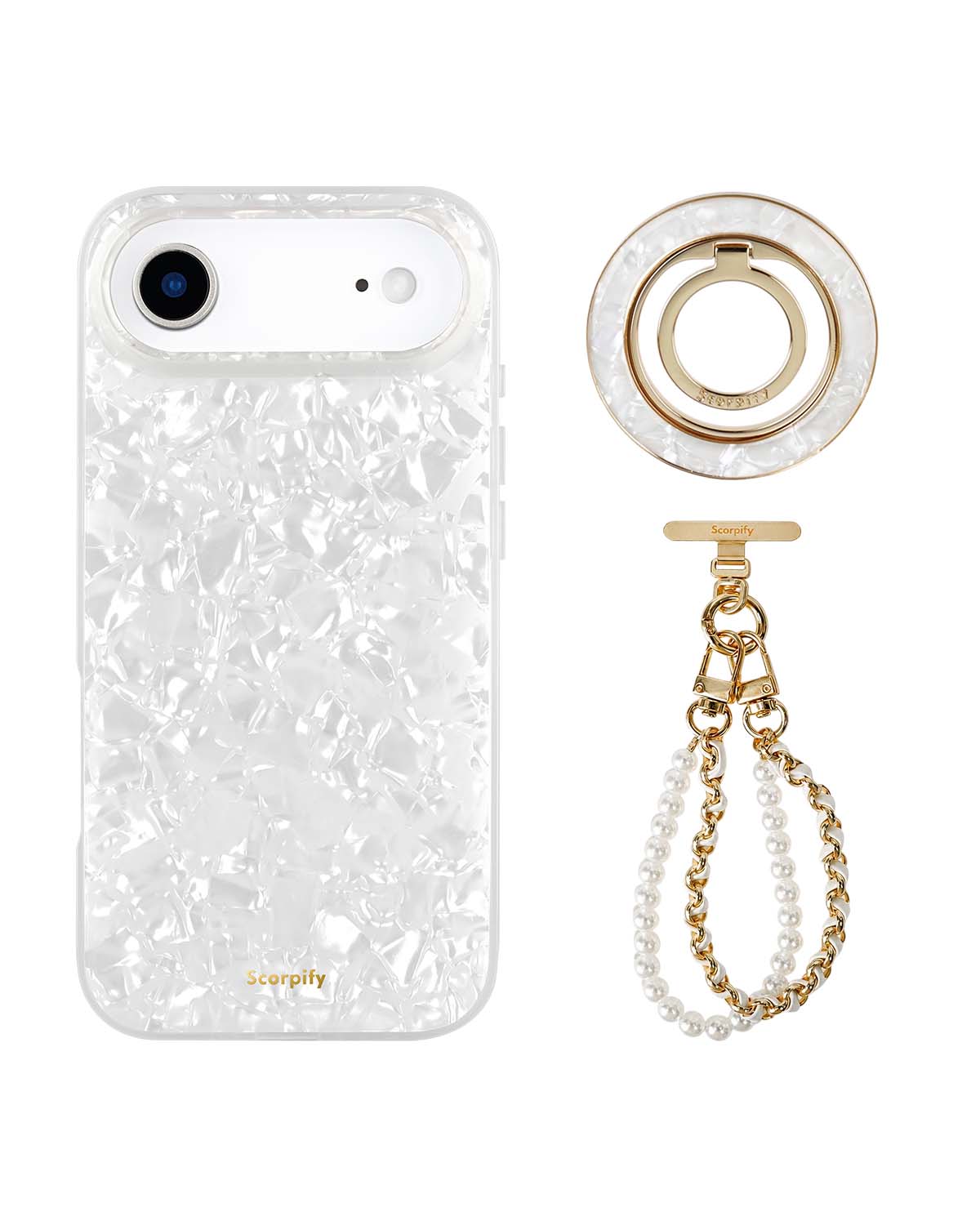 The White Pearl Edit — iPhone Case + Ring + Charm