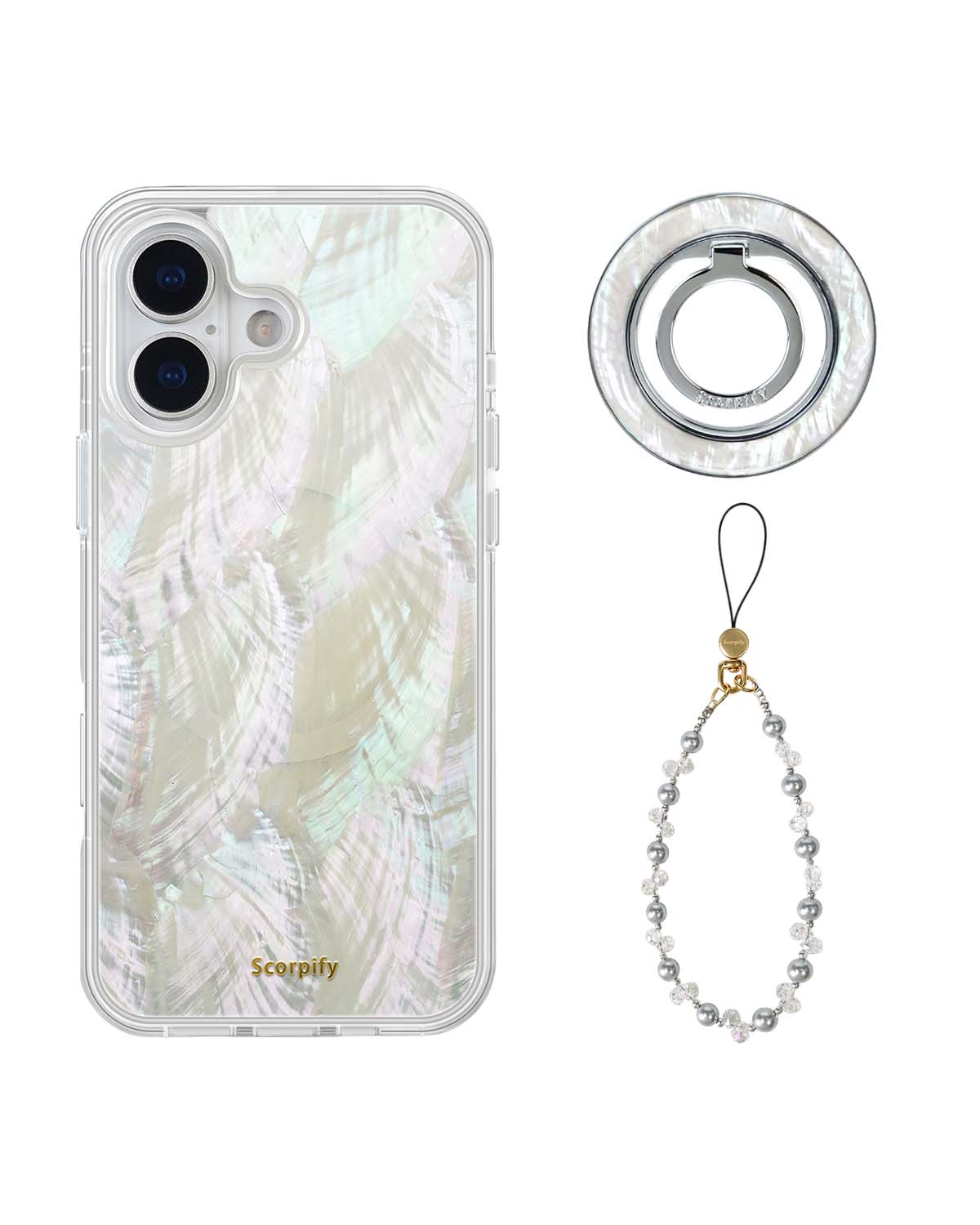 The Natural Mother of Pearl Edit — iPhone Case + Ring + Charm