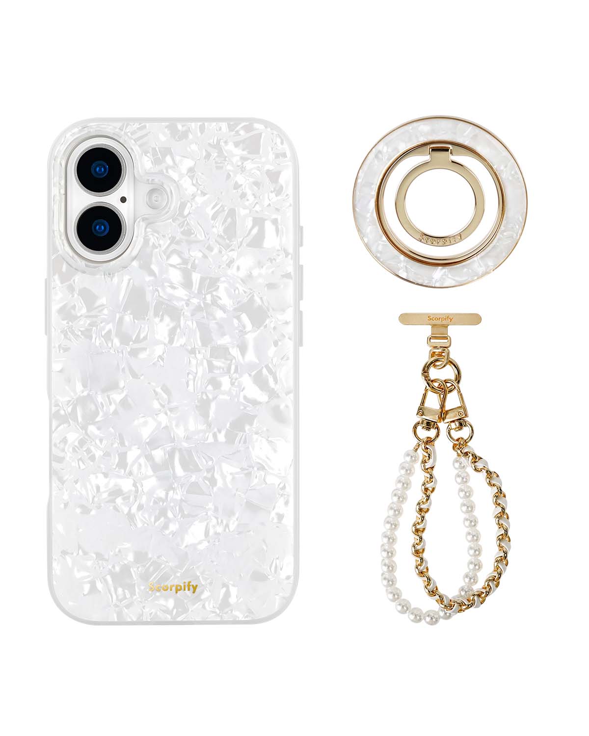 The White Pearl Edit — iPhone Case + Ring + Charm