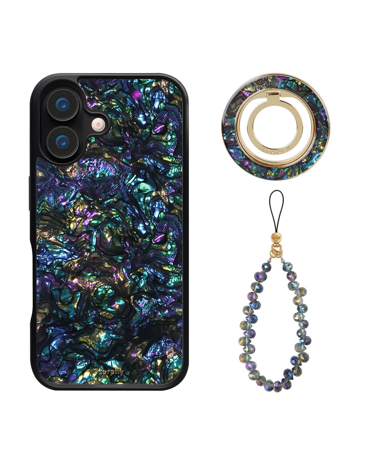The Gleam Mystic Abalone Edit — iPhone Case + Ring + Charm