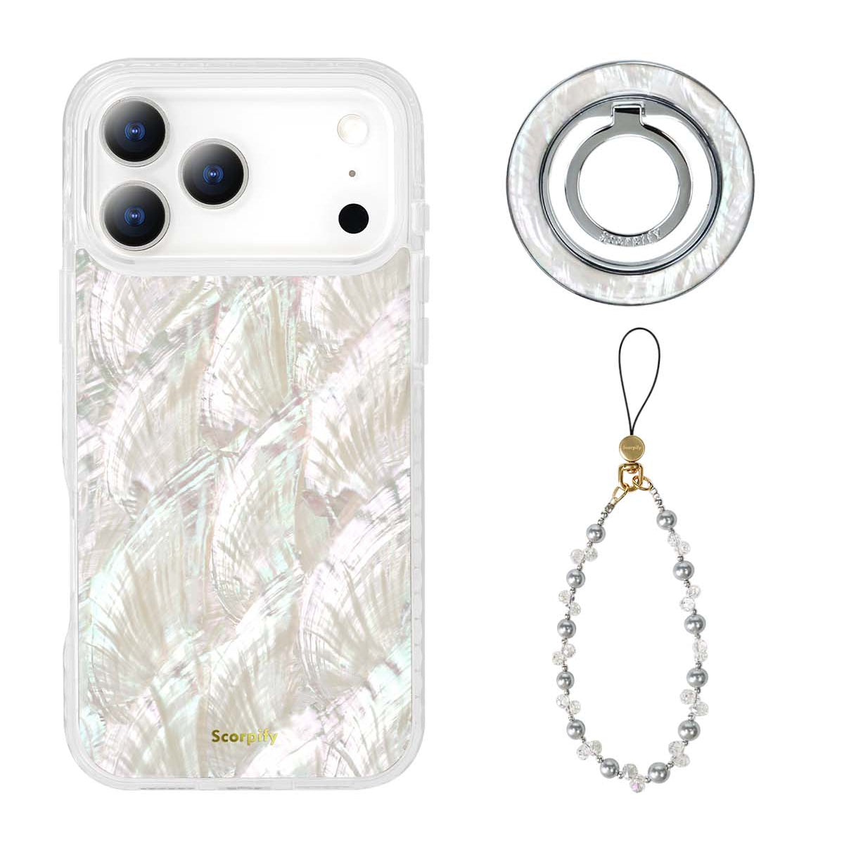 The Natural Mother of Pearl Edit — iPhone Case + Ring + Charm