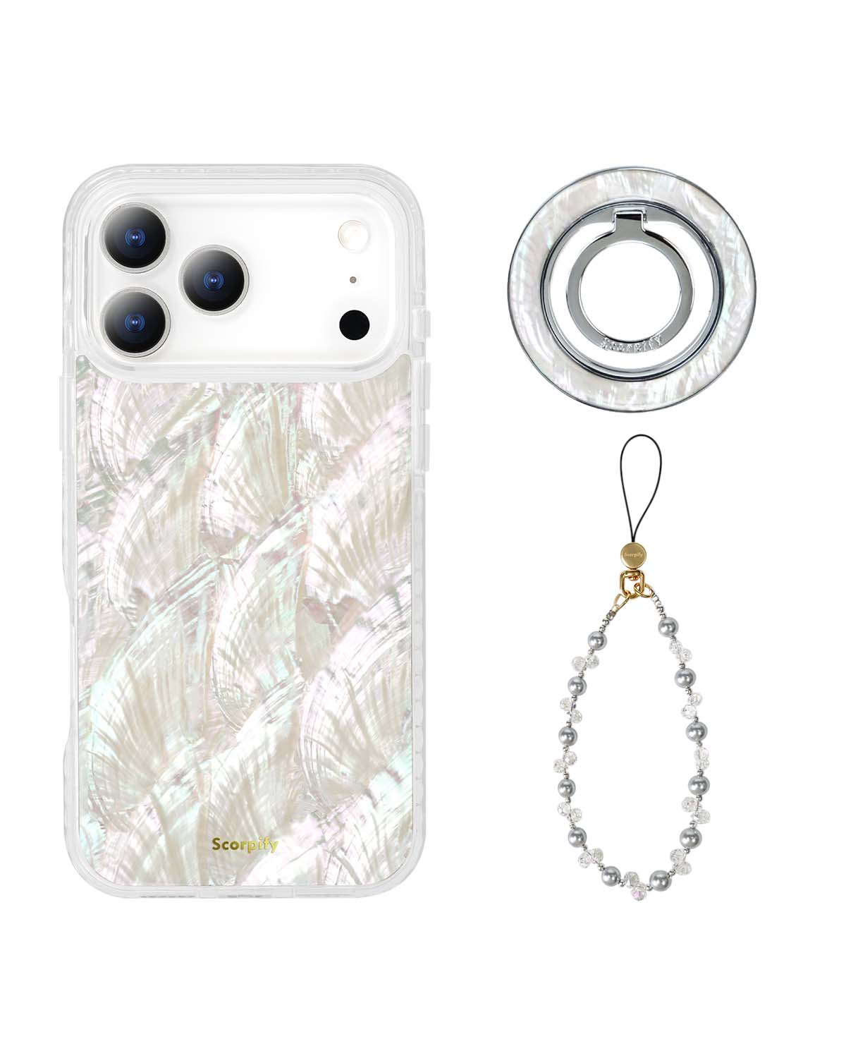 The Natural Mother of Pearl Edit — iPhone Case + Ring + Charm