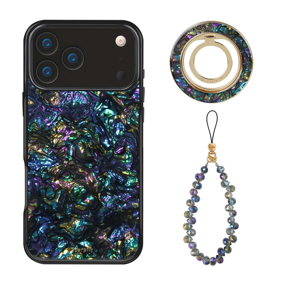 The Gleam Mystic Abalone Edit — iPhone Case + Ring + Charm