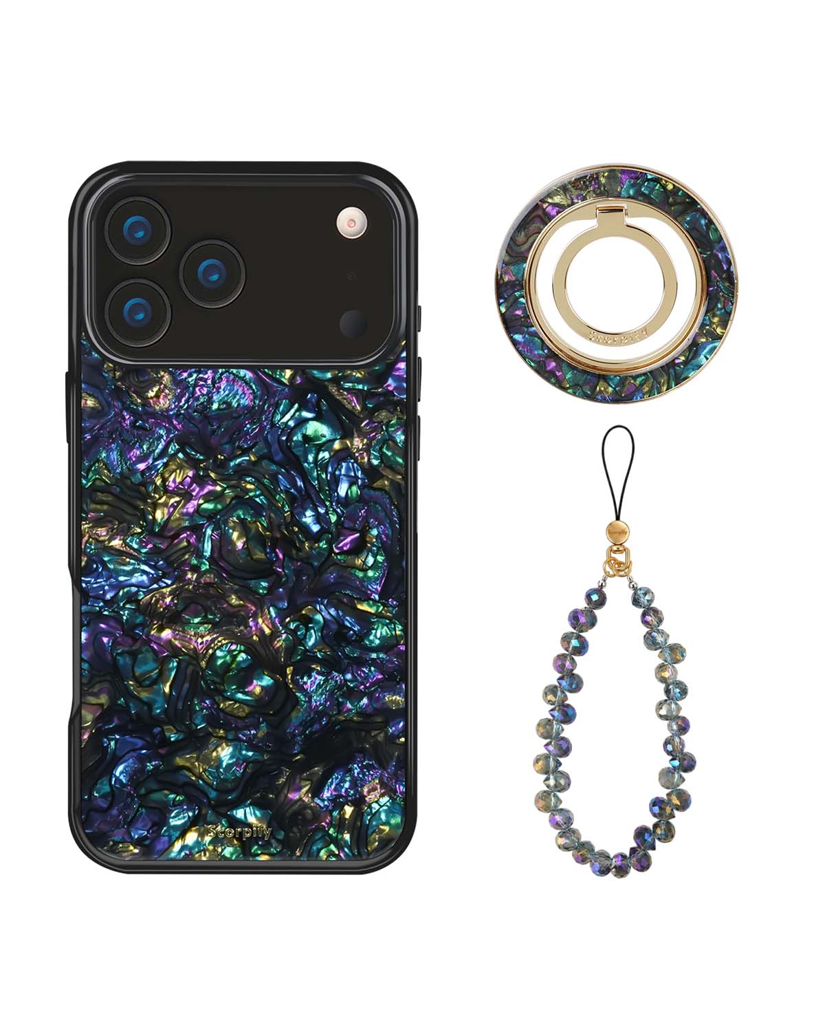 The Gleam Mystic Abalone Edit — iPhone Case + Ring + Charm