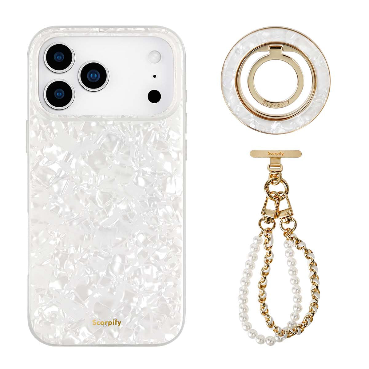 The White Pearl Edit — iPhone Case + Ring + Charm