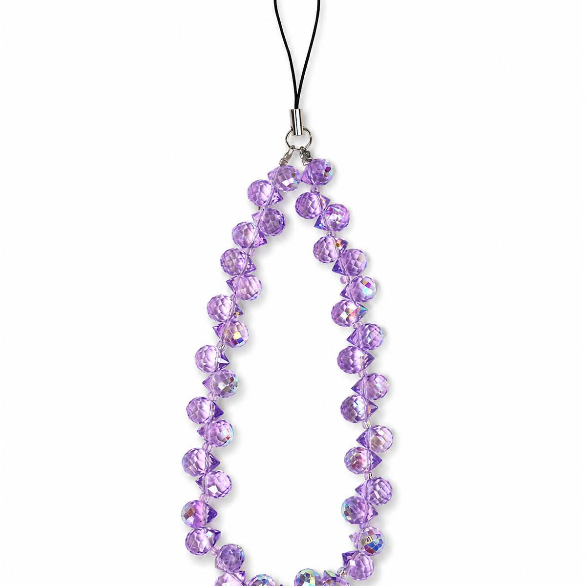 Purple teardrop phone charm with glossy bead detail