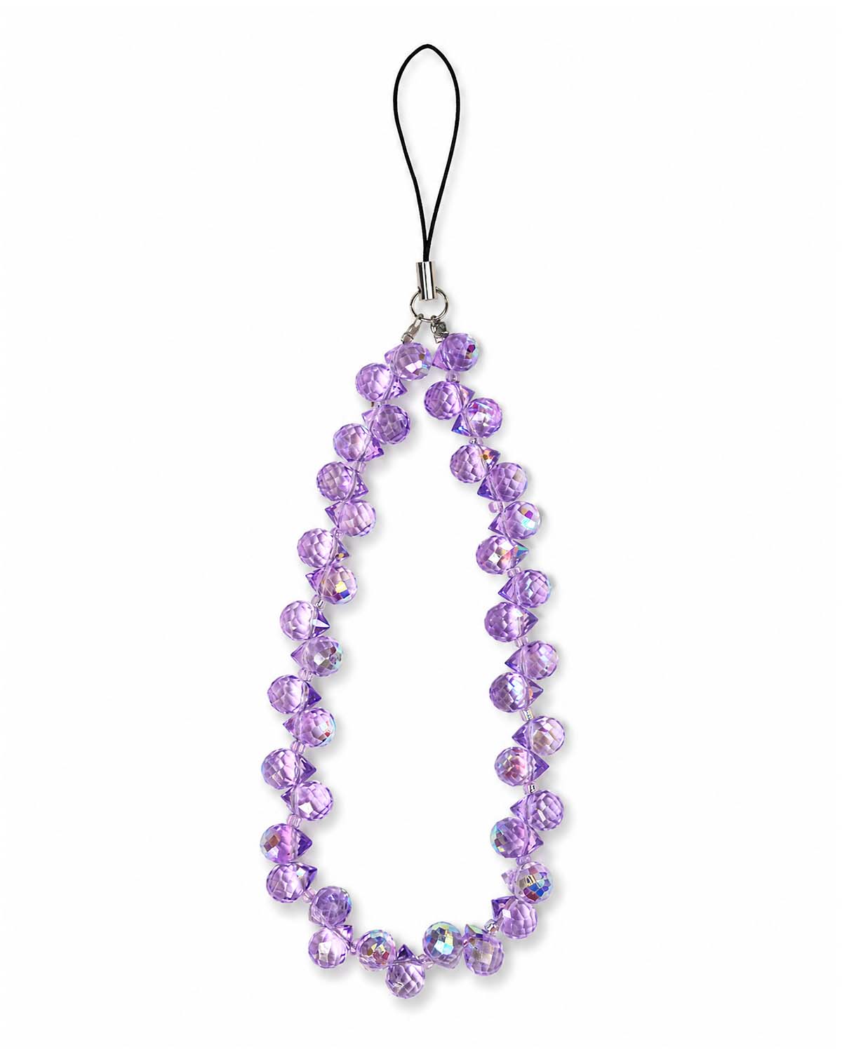 Purple teardrop phone charm with glossy bead detail