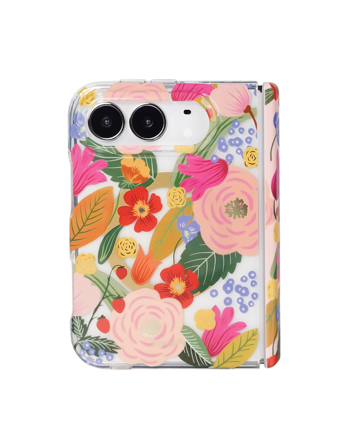 Camellia blossom floral print iPhone Duo case transparent background