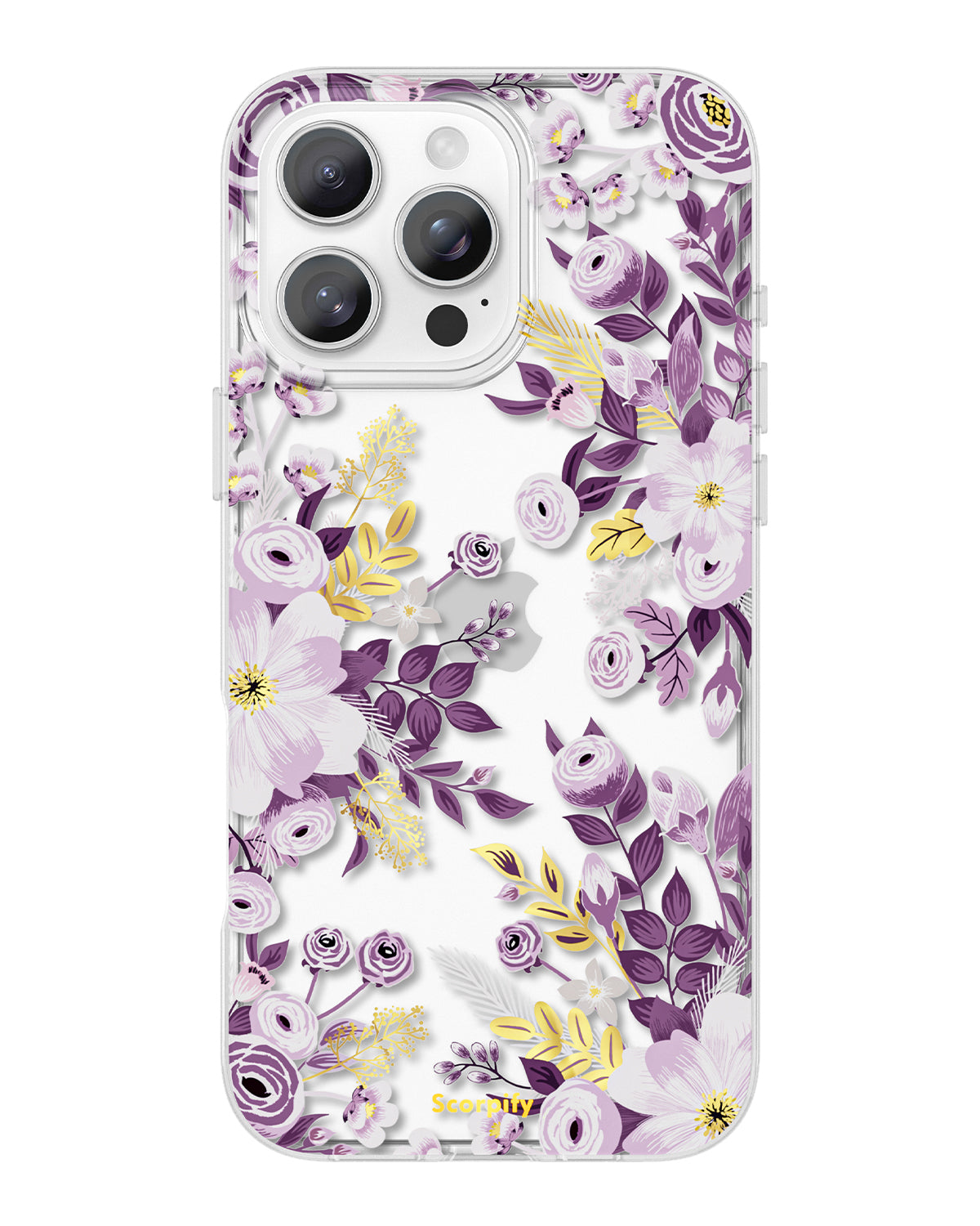 Purple Floral iPhone Cover With Hibiscus Rose Clear Design