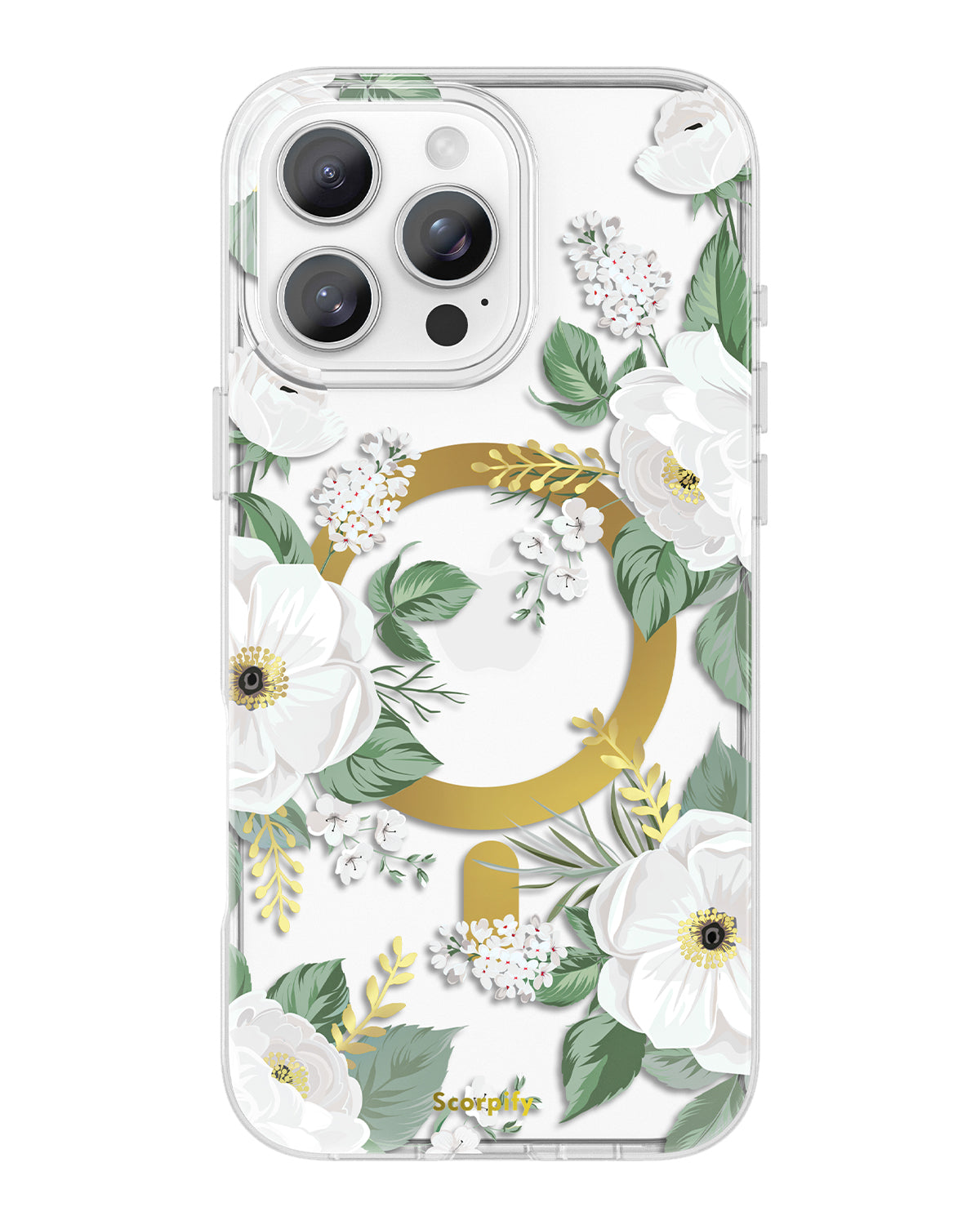 White rose floral MagSafe iPhone case elegant design