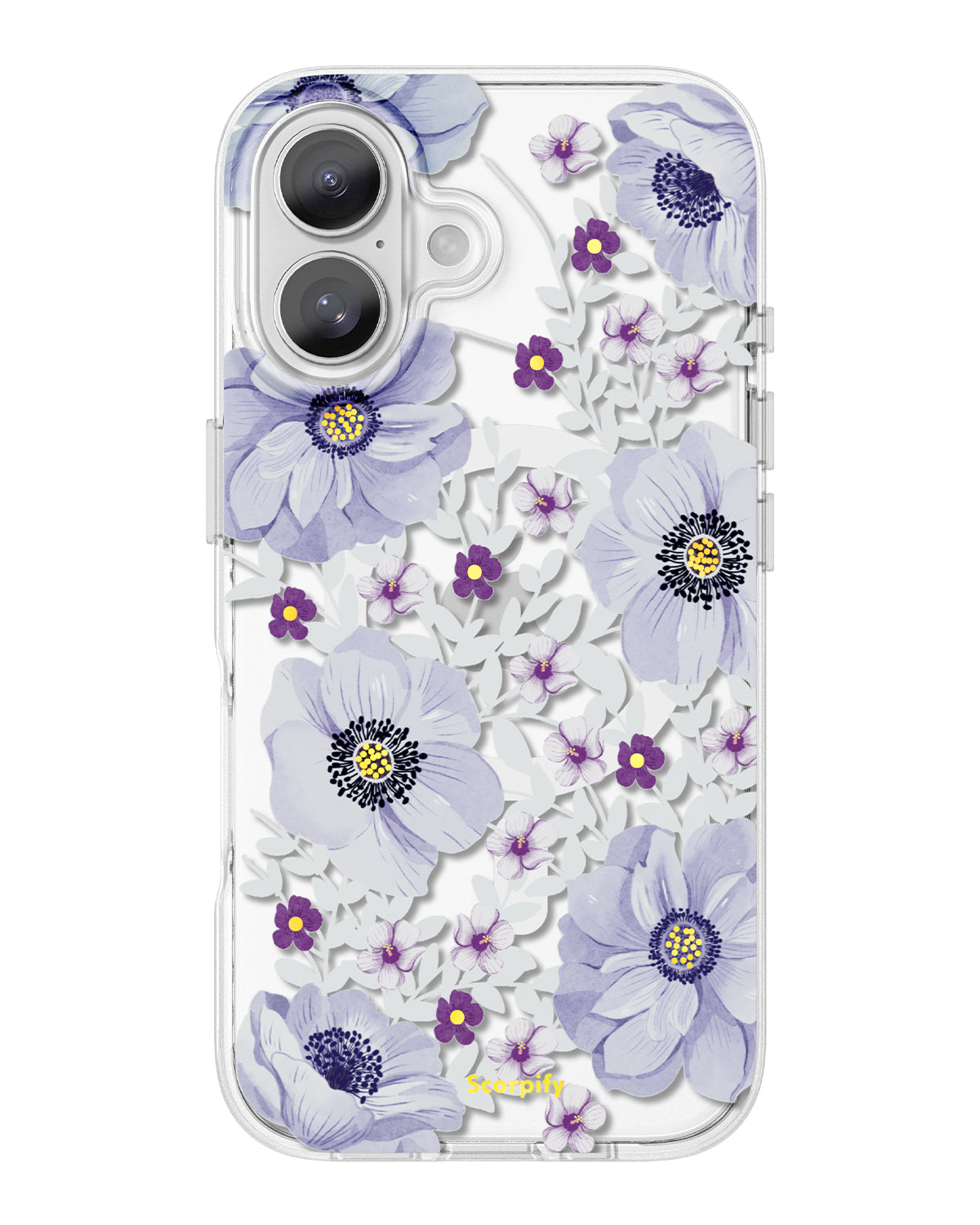 Scorpify MagSafe case featuring purple floral accents