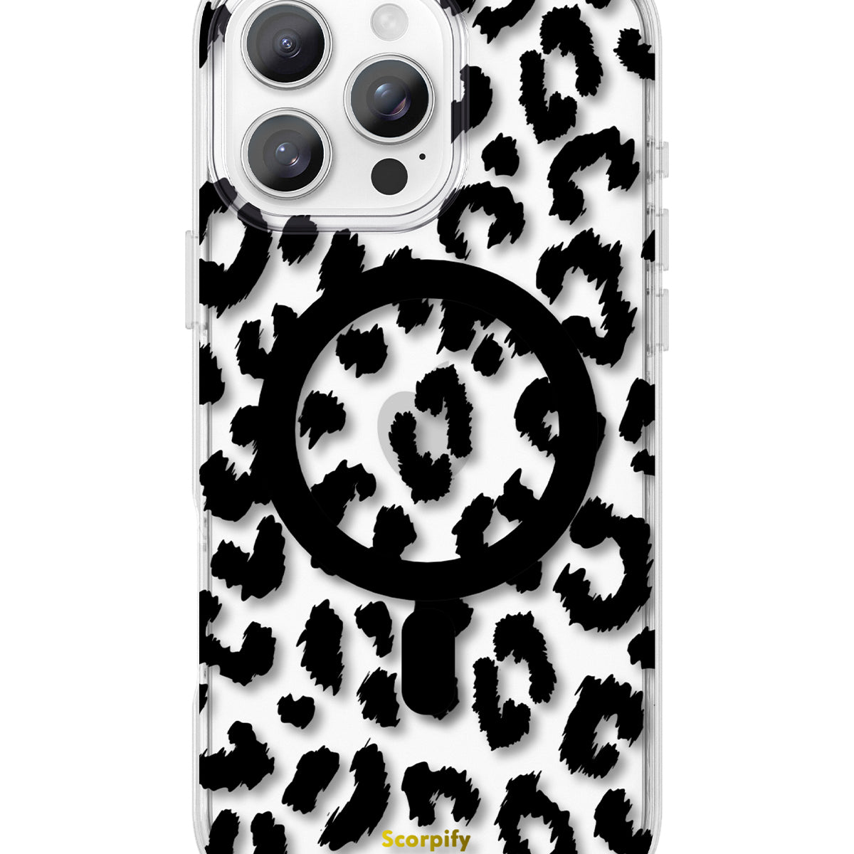 Black Transparent Leopard Magnetic iPhone Case
