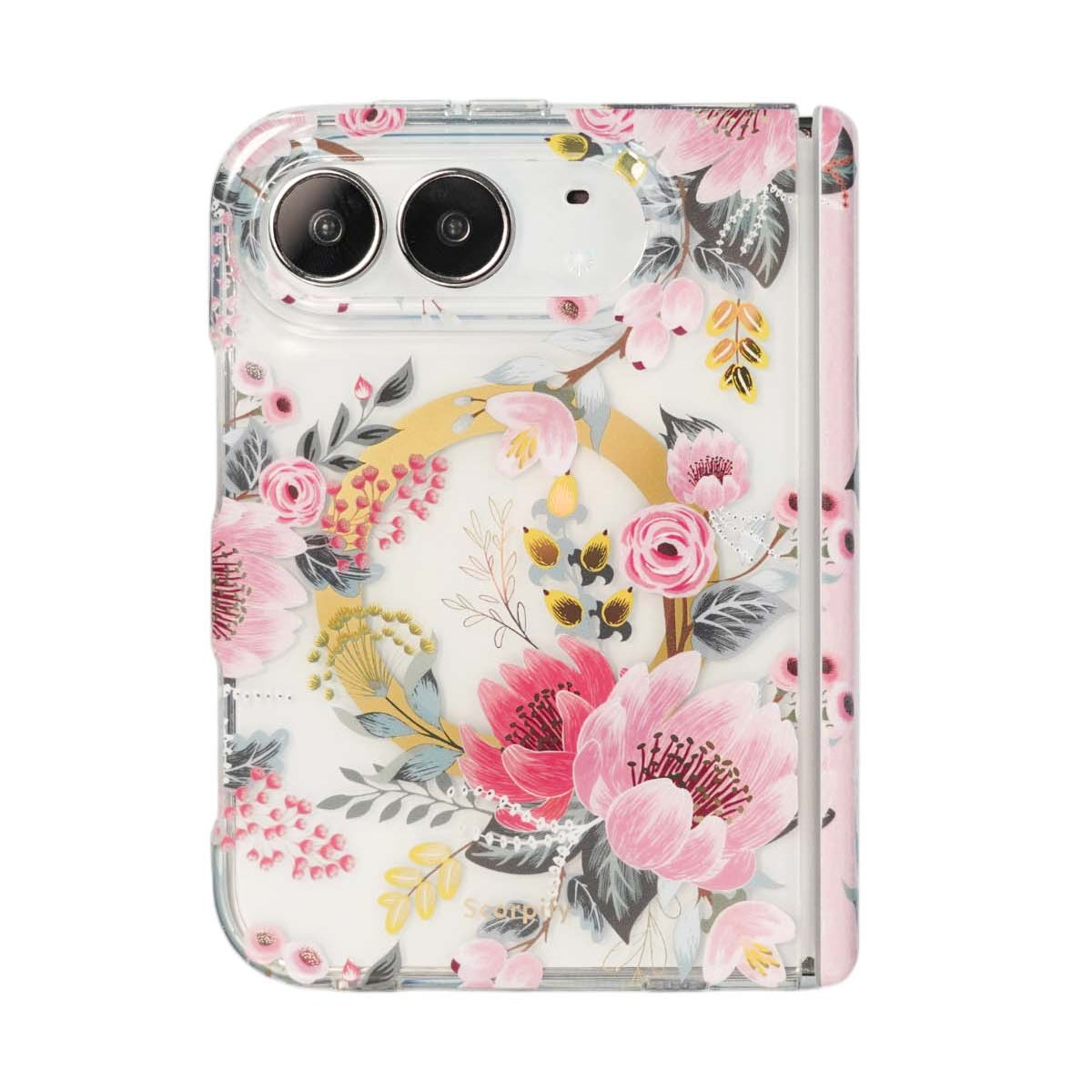 Pink epiphyllum floral print iPhone Duo case with MagSafe compatibility