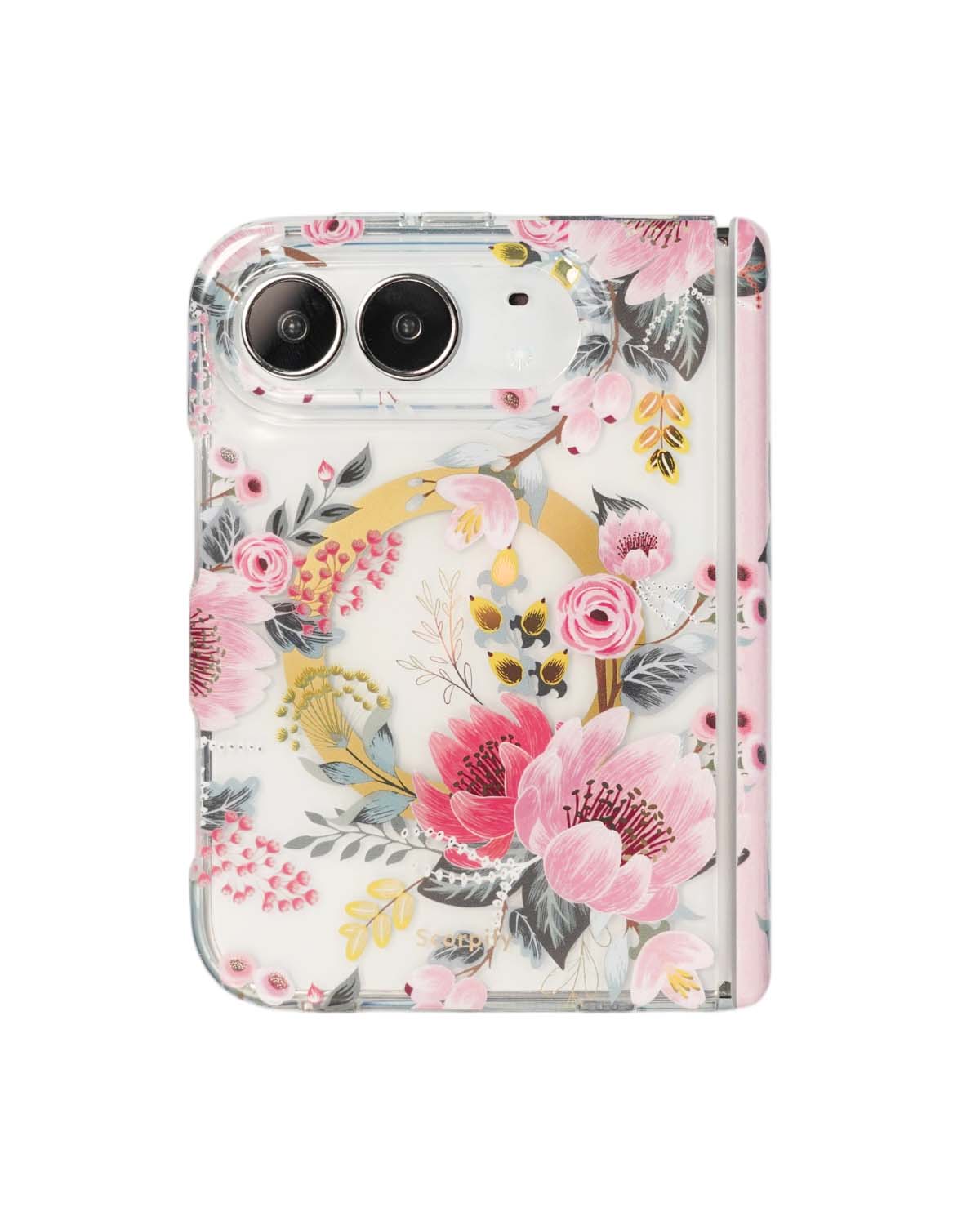 Pink epiphyllum floral print iPhone Duo case with MagSafe compatibility